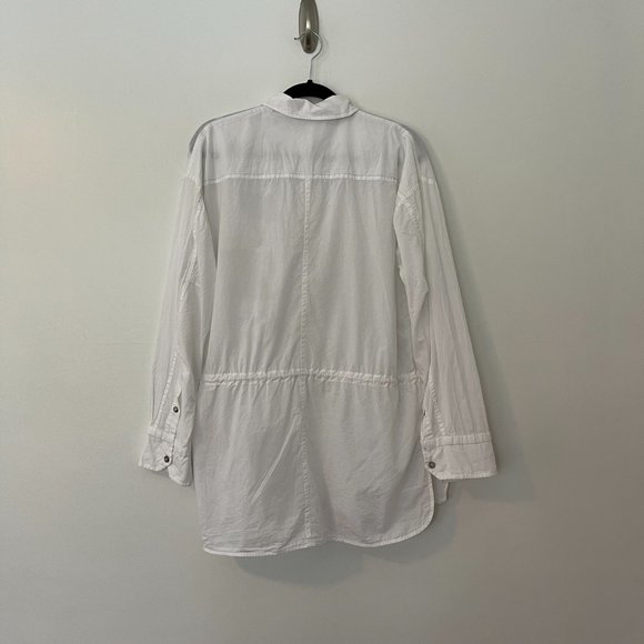 Helmet Lang Lawn Cotton Hidden Button-up White Shirt Size: Large - Picture 12 of 13